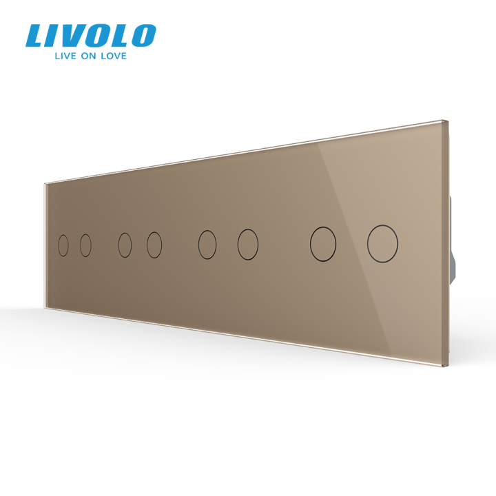 Сенсорний вимикач 8 сенсорів (2-2-2-2) LIVOLO золотий матовий скло · LIVOLO · VL-C7FC2/4-8AS06