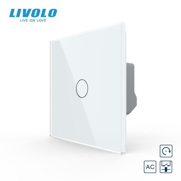 Сенсорна кнопка 1 сенсор Сухий контакт Livolo білий скло (VL-C701IH-11) · LIVOLO · VL-FC1NB-2WP