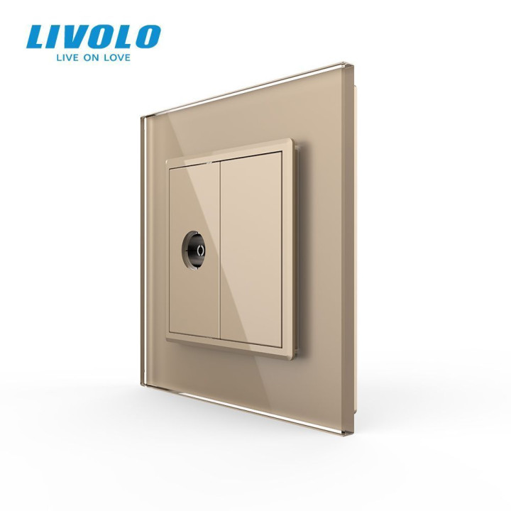 Розетка телевізійна Livolo золото скло (VL-C791V-13) · LIVOLO · VL-C7FCTV/FCMB-2AP