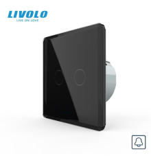 Сенсорна кнопка 2 сенсора Імпульсний вимикач Livolo чорний 2.5D скло