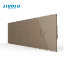 Сенсорний прохідний димер LIVOLO 4 сенсори (1-2-1), золотий, скло, 2A 230V