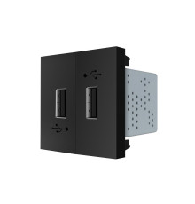 Подвійна розетка USB LIVOLO чорна, з блоком живлення 2×USB-A 5V/2.1A, 2×10Вт, модуль (VL-FCUA-2BP)