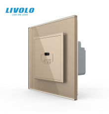 Розетка USB Type-C з Power Delivery 45W Livolo золото (VL-C7-FCUC-2AP)