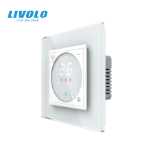 Wi-Fi терморегулятор сенсорний програмований LIVOLO, білий скляний