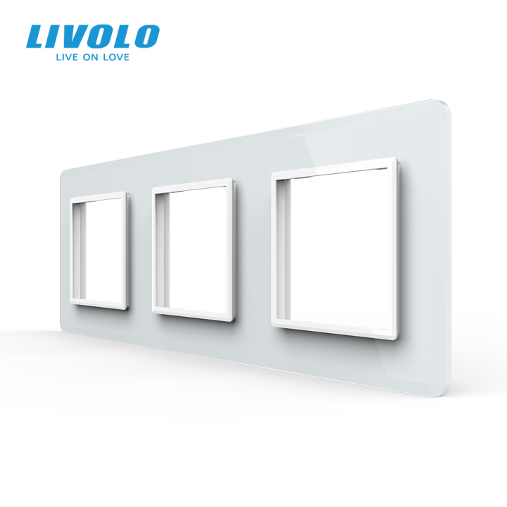 Рамка 3-постова LIVOLO, загартоване скло, біла 2.5D, 223×80 мм · LIVOLO · VL-P7E/E/E-6WS05