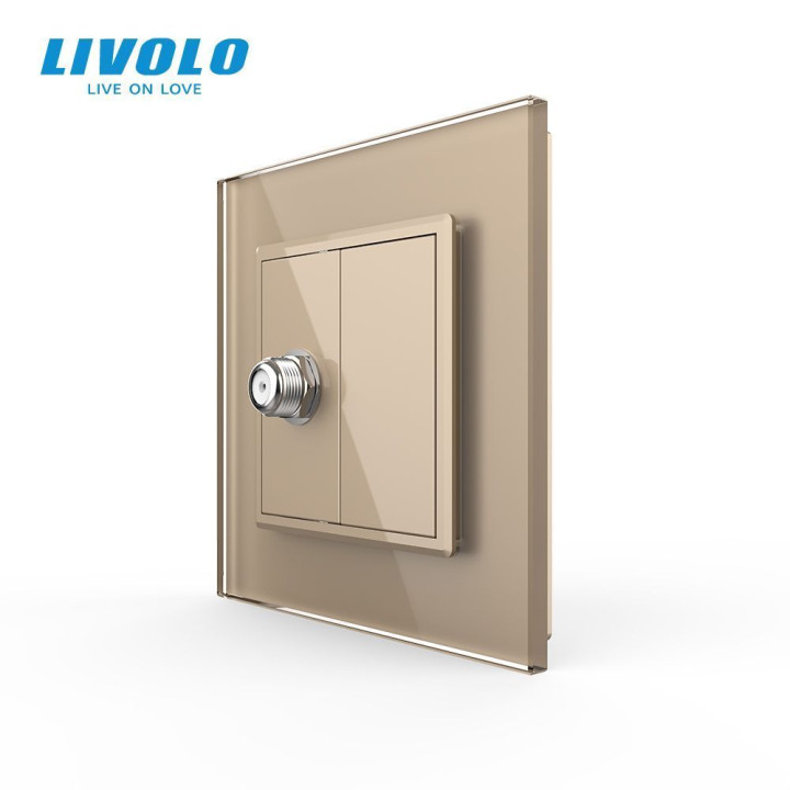 Розетка супутникова SAT Livolo золото скло (VL-C7FCSL-1AP) · LIVOLO · VL-C7FCSL/FCMB-2AP