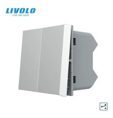 2-клавішний прохідний вимикач LIVOLO, сірий, модуль без рамки (VL-FCMKS-1IP)