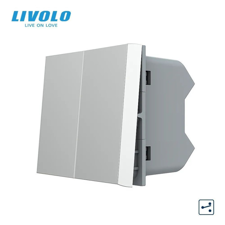 2-клавішний прохідний вимикач LIVOLO, сірий, модуль без рамки (VL-FCMKS-1IP) · LIVOLO · 720100315