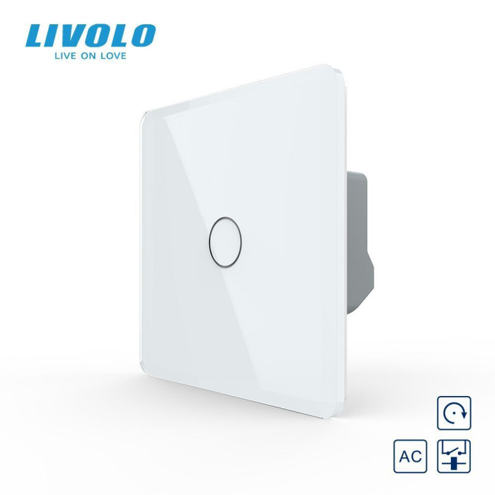 Сенсорна кнопка 1 сенсор Сухий контакт Livolo білий 2.5D скло · LIVOLO · VL-FC1NB-2WS05