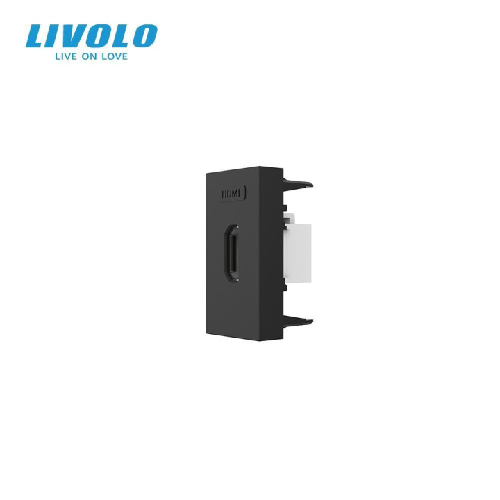 HDMI розетка LIVOLO 1.4, чорна, модуль 0.5 поста, для телевізора / ПК (VL-FCHD-1BP) · LIVOLO · VL-FCHD-1BPS21