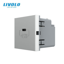 USB Type-C розетка LIVOLO, PD 45W, Power Delivery, швидка зарядка, сіра, модуль (VL-FCUC-2IP) · LIVOLO · VL-FCUC-2IP
