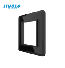 Рамка 1-постова LIVOLO, загартоване скло, чорна 2.5D, 80×80 мм