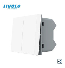 2-клавішний прохідний вимикач LIVOLO, білий, модуль без рамки (VL-FCMKS-1WP)