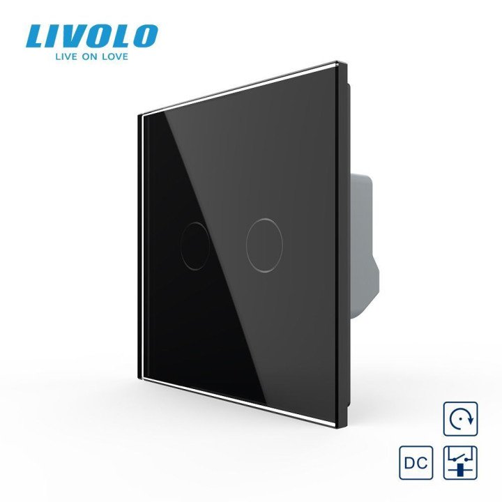 Сенсорна кнопка 2 сенсора 12/24В Livolo чорний скло (VL-FC2HC-2BP) · LIVOLO · VL-FC2HC-2BP