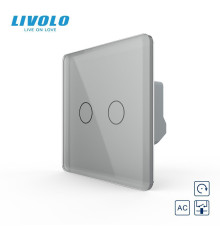 Сенсорна кнопка 2 сенсора Сухий контакт Livolo сірий 2.5D скло