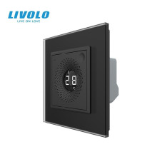 Розумний датчик температури та вологості ZigBee (термометр-гігрометр) LIVOLO чорний, матова скляна рамка