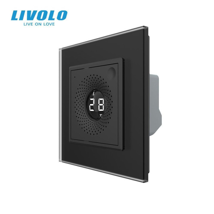 Розумний датчик температури та вологості ZigBee (термометр-гігрометр) LIVOLO чорний, матова скляна рамка · LIVOLO · VL-C7FCEZ-2BS06