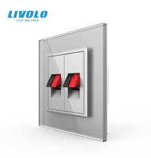 Hi-Fi аудіо розетка LIVOLO для колонок і підсилювачів, сіра скляна рамка, настінна, дизайнерська