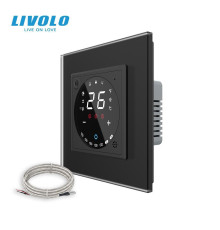 Wi-Fi терморегулятор сенсорний для електричної теплої підлоги LIVOLO, чорний матовий скляний