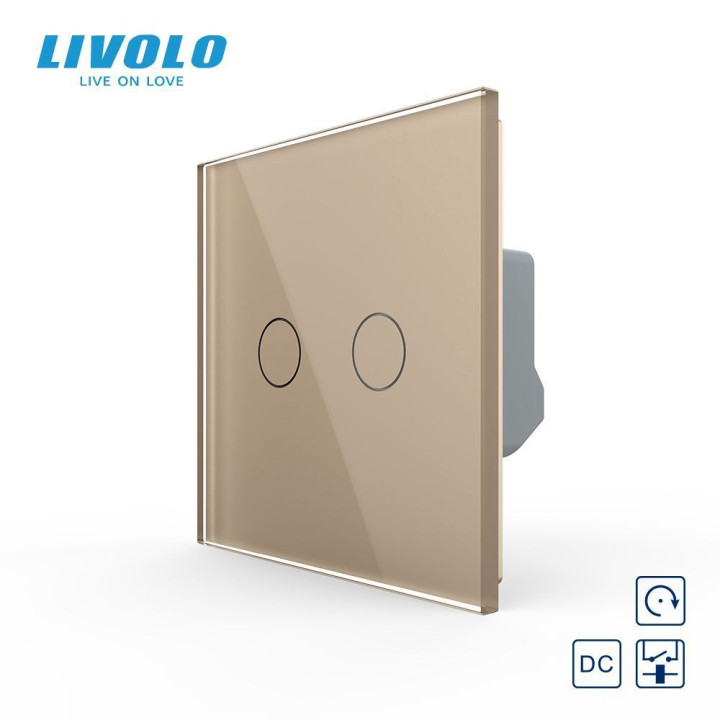 Сенсорна кнопка 2 сенсора 12/24В Livolo золотий скло (VL-FC2HC-2AP) · LIVOLO · VL-FC2HC-2AP