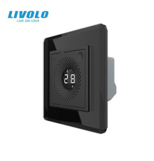 Розумний датчик температури та вологості ZigBee (термометр-гігрометр) LIVOLO чорний, 2.5D скляна рамка