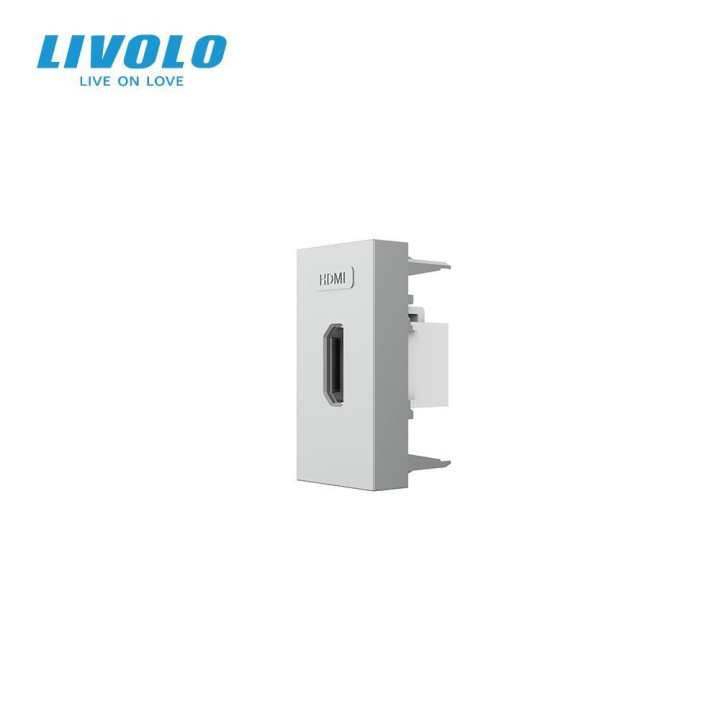 HDMI розетка LIVOLO 1.4, сіра, модуль 0.5 поста, для телевізора / ПК (VL-FCHD-1IP) · LIVOLO · VL-FCHD-1IPS21