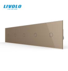 Сенсорний вимикач 5 сенсорів (1-1-1-1-1) LIVOLO золотий 2.5D скло