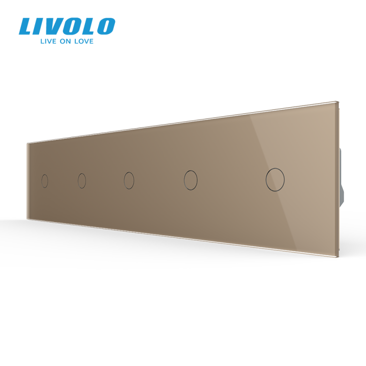 Сенсорний вимикач 5 сенсорів (1-1-1-1-1) LIVOLO золотий 2.5D скло · LIVOLO · VL-C7FC1-10AS05