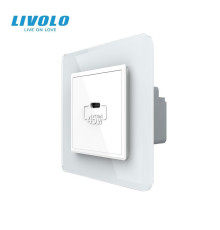 Розетка USB Type-C з Power Delivery 45W LIVOLO біла 2.5D скло