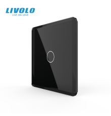 Рамка 1-постова для 1-сенсорного вимикача LIVOLO, загартоване скло, чорна 2.5D, 80×80 мм