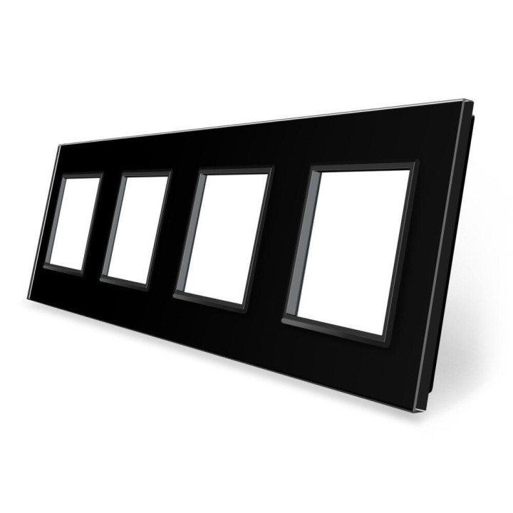 Рамка 4-постова LIVOLO, загартоване скло, чорна, 294×80 мм (VL-P7E/E/E/E-8B) · LIVOLO · VL-P7E/E/E/E-8B