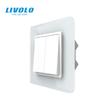 Двоклавішний перехресний вимикач LIVOLO білий 2.5D скло