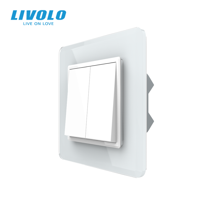 Двоклавішний перехресний вимикач LIVOLO білий 2.5D скло · LIVOLO · VL-C7FC2MM10A-2WS05