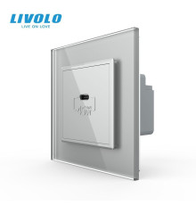 Розетка USB Type-C з Power Delivery 45W Livolo сірий (VL-C7-FCUC-2IP)
