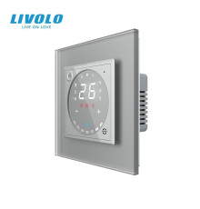 Wi-Fi терморегулятор сенсорний програмований LIVOLO, сірий матовий скляний