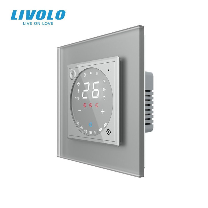 Wi-Fi терморегулятор сенсорний програмований LIVOLO, сірий матовий скляний · LIVOLO · VL-C7FCQ1Y-2IS06