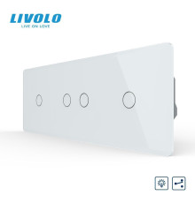 Сенсорний прохідний димер LIVOLO 4 сенсори (1-2-1), білий 2.5D, скло, 2A 230V