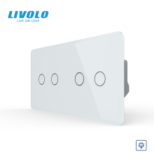 Сенсорний димер LIVOLO, 4 сенсори (2-2), білий 2.5D, скло