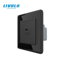 Розетка USB Type-C з Power Delivery 45W LIVOLO чорна 2.5D скло