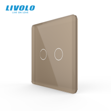 Рамка 1-постова для 2-сенсорного вимикача LIVOLO, загартоване скло, золота 2.5D, 80×80 мм · LIVOLO · VL-P702-2AS05