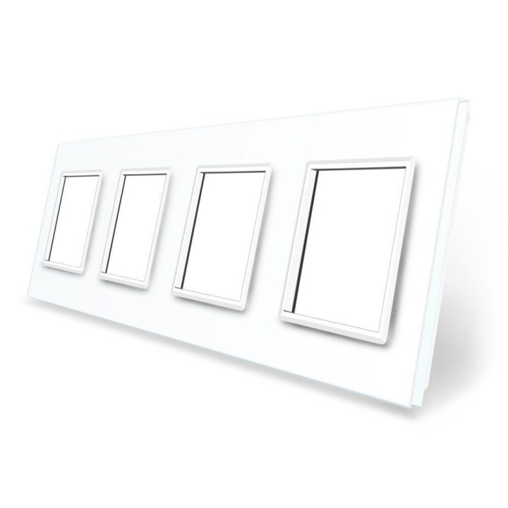 Рамка 4-постова LIVOLO, загартоване скло, біла, 294×80 мм (VL-P7E/E/E/E-8W) · LIVOLO · VL-P7E/E/E/E-8W