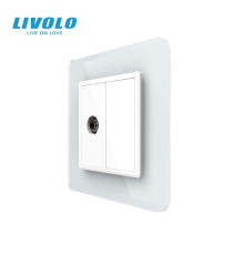 Розетка телевізійна LIVOLO біла 2.5D скло