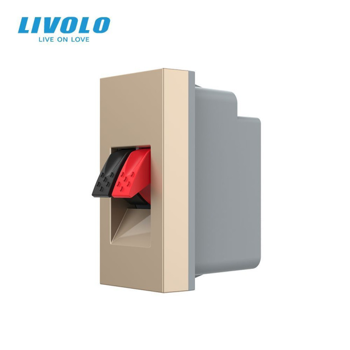 Hi-Fi аудіо розетка LIVOLO (Banana), золота, для колонок і підсилювачів, модуль 0.5 поста (VL-FCSD-1APS01) · LIVOLO · VL-FCSD-1APS01