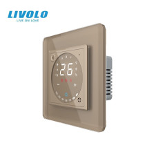 Wi-Fi терморегулятор сенсорний програмований LIVOLO, золотий 2.5D скляний
