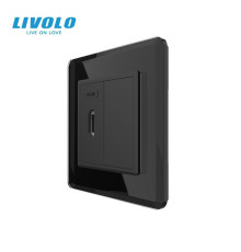 Розетка HDMI LIVOLO чорна 2.5D скло