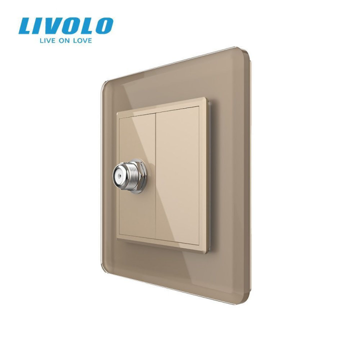Розетка супутникова SAT LIVOLO золота 2.5D скло · LIVOLO · VL-C7FCSL/FCMB-2AS05