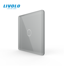 Рамка 1-постова для 1-сенсорного вимикача LIVOLO, загартоване скло, сіра 2.5D, 80×80 мм