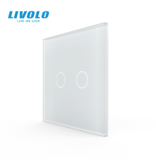 Рамка 1-постова для 2-сенсорного вимикача LIVOLO, загартоване скло, біла матова, 80×80 мм (VL-P702-2WS06)