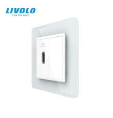Розетка HDMI LIVOLO біла 2.5D скло