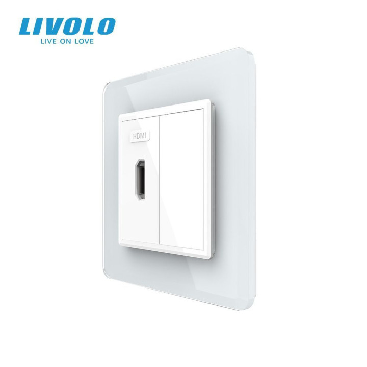 Розетка HDMI LIVOLO біла 2.5D скло · LIVOLO · VL-C7FCHD/FCMB-2WS05
